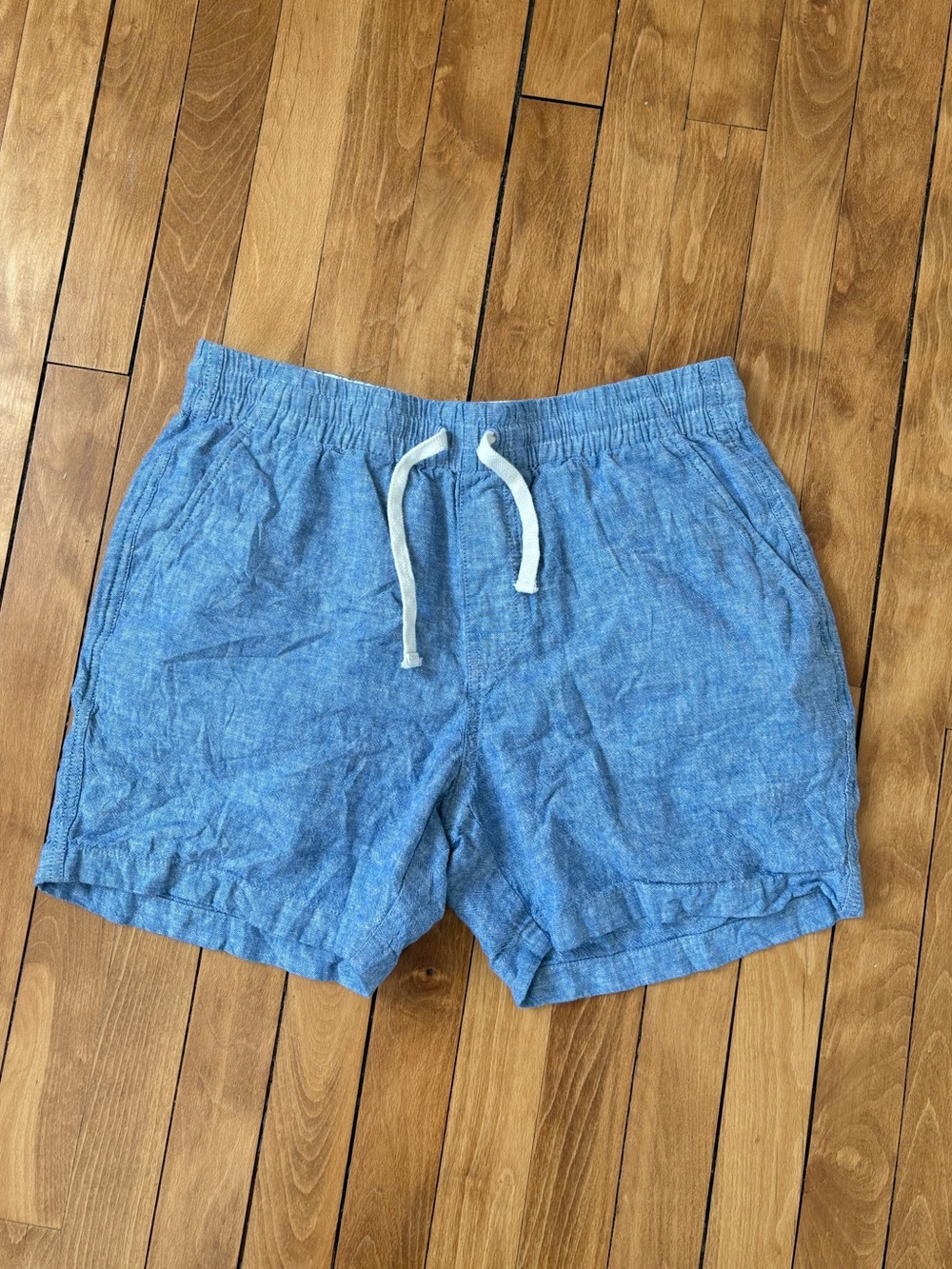 J. Crew Light Blue Drawstring Linen-Blend Athletic Shorts